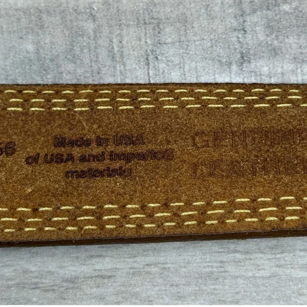 Vtg LL Bean Mens Triple Stitch Boot Logo Belt 44 Brown Leather Gorpcore Outdoor